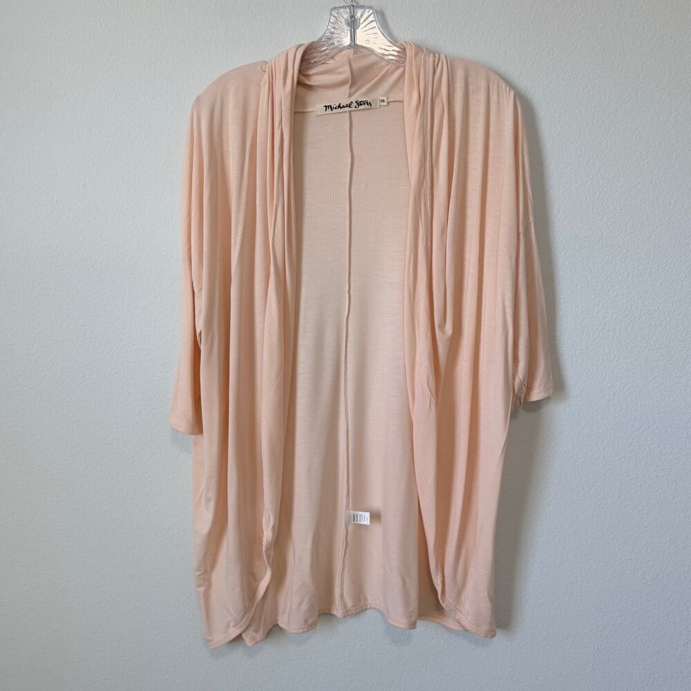 Michael Stars 3/4 Sleeve Peach Pink Open Front Cardigan Cover Up One Size